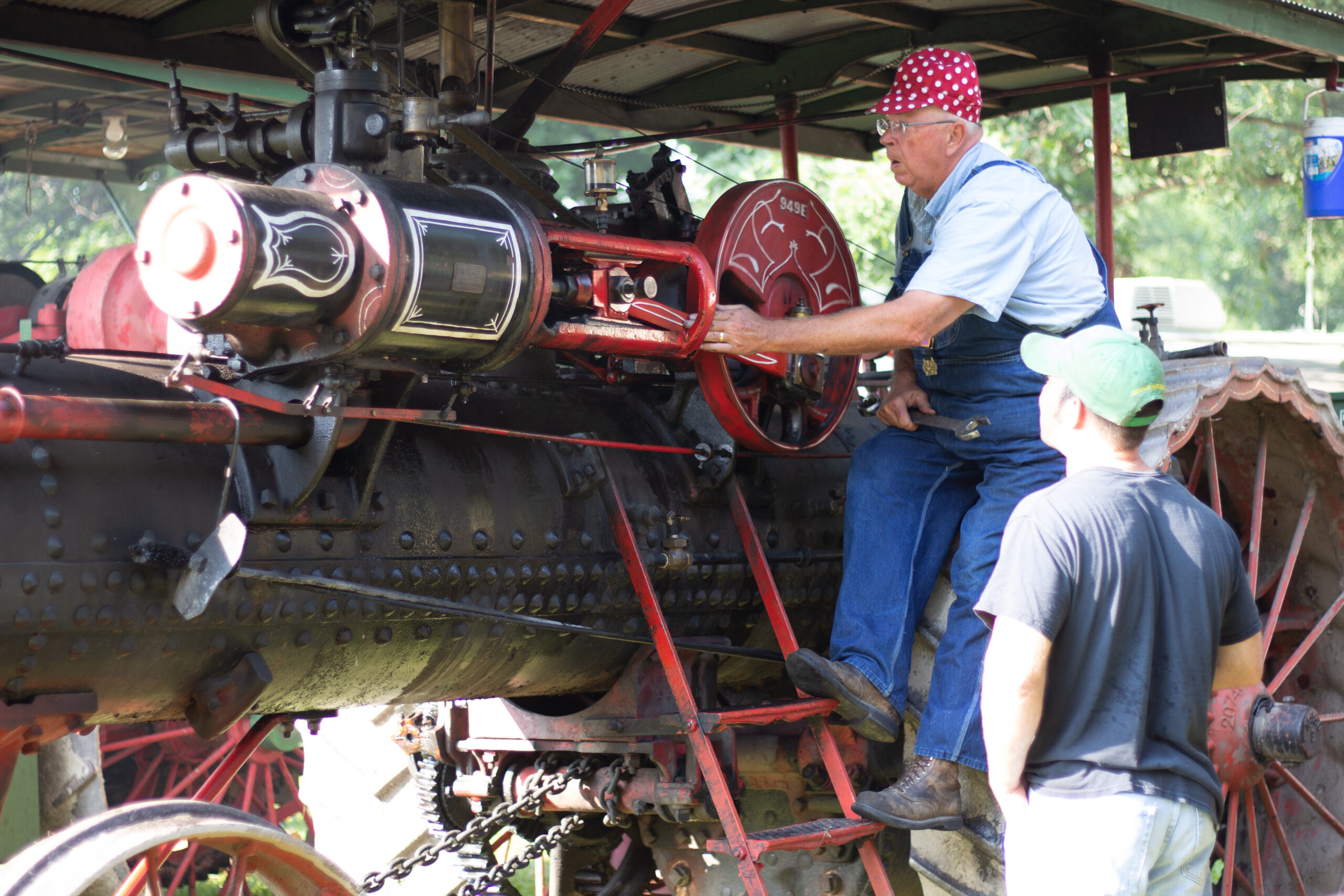 Working on a Steam Engine at Sycamore Steam Show